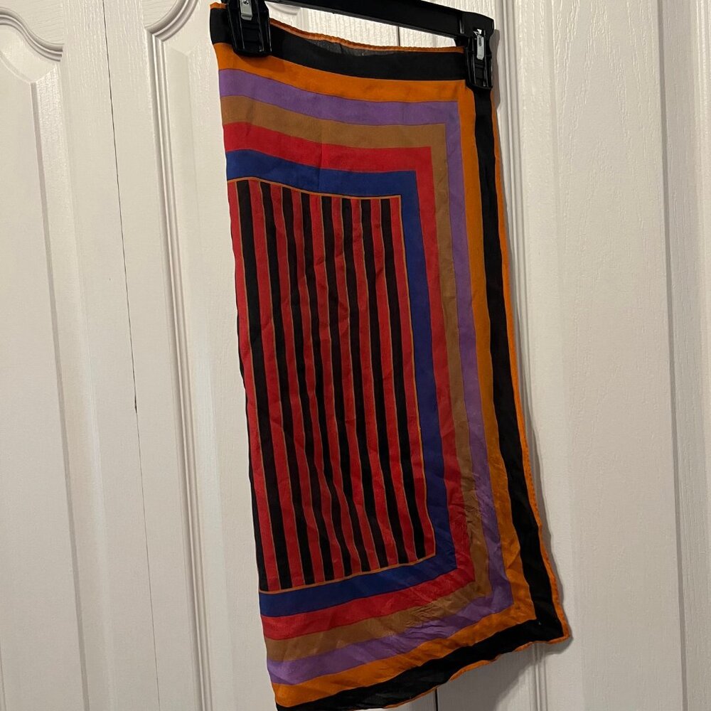 Kenzo-Silk Scarf-21"x 21"-Vintage-Multi Color-Stripes-Casual-Classy-Versatile - Picture 8 of 9